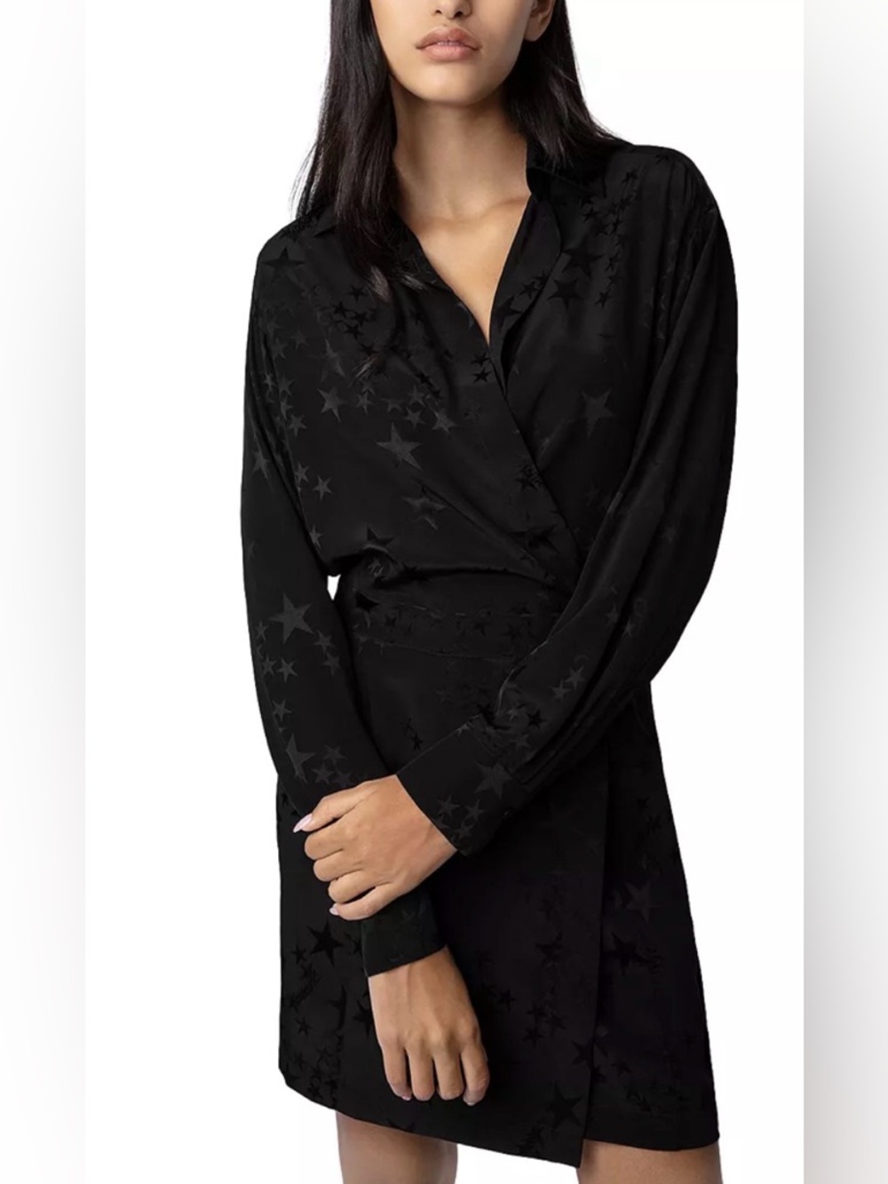 Zadig & Voltaire Ravy Star Embossed Silk black Dress size Small - NWT
